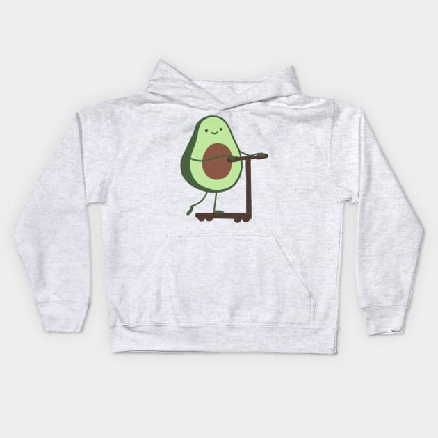 Avocado on a Scooter Kids Hoodie by herofficial